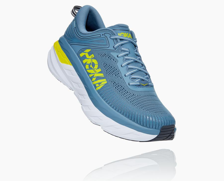 Hoka One One Bondi 7 - Men Running Shoes - Blue,Australia BDW-324690